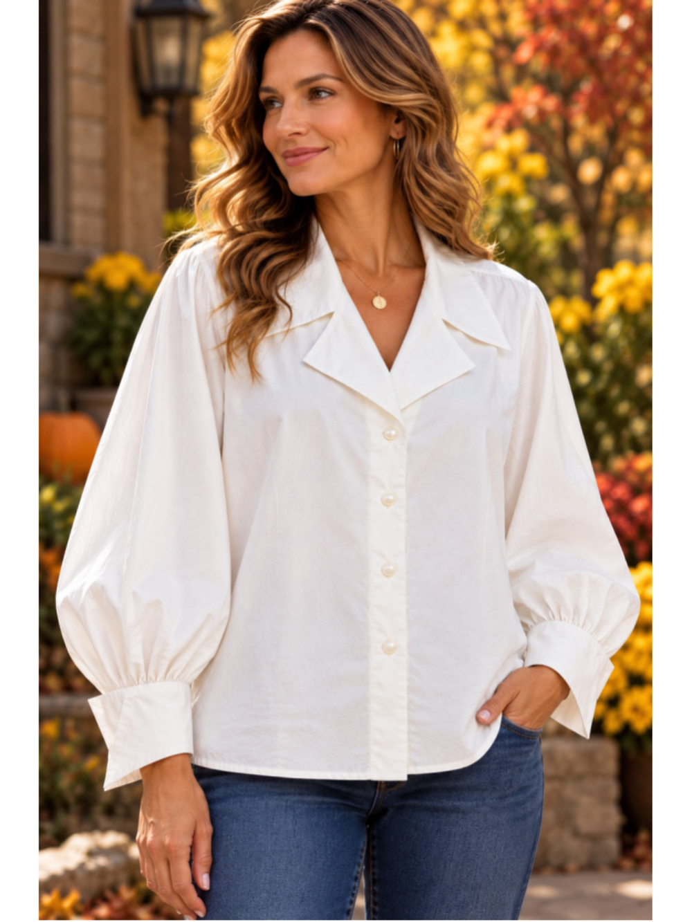 Women's The Limited White Button Down Shirt, Size L
